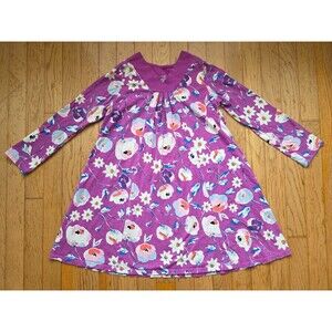 Tea Collection  Riko Trapeze Dress Long Sleeve Purple Floral Girls Size 10